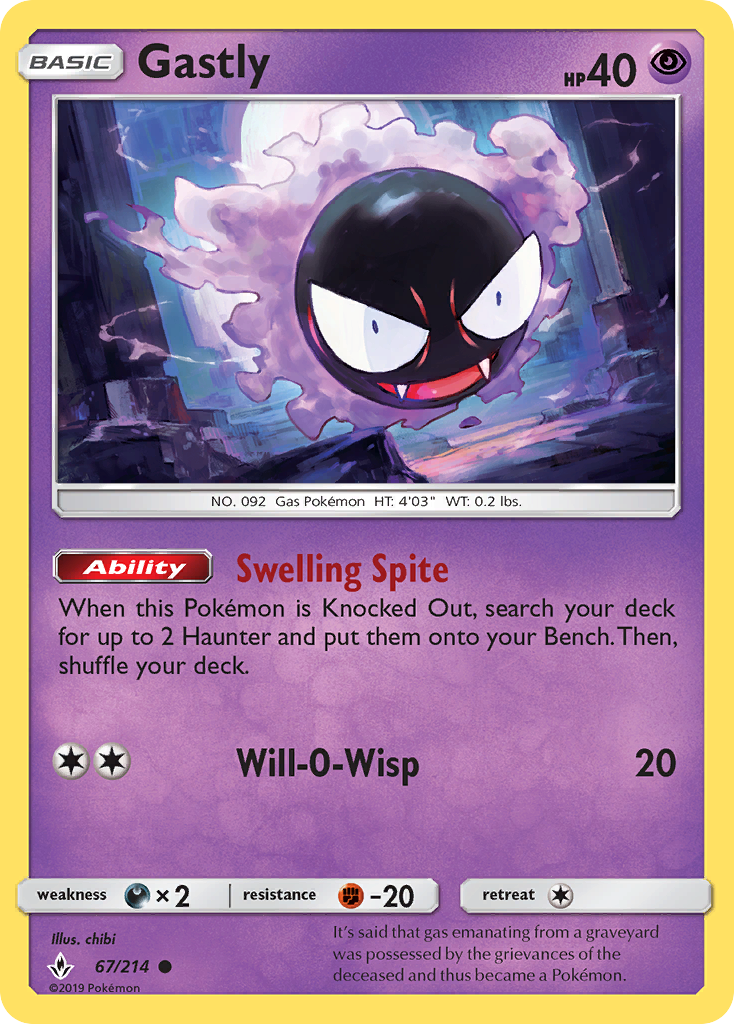 Gastly (67/214) [Sun & Moon: Unbroken Bonds] | Mindsight Gaming