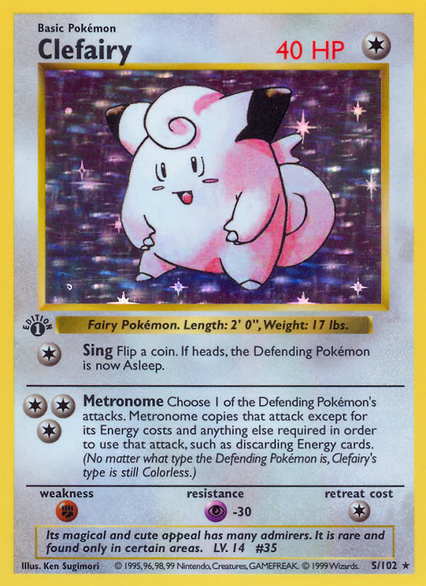 Clefairy (5/102) (Shadowless) [Base Set 1st Edition] | Mindsight Gaming