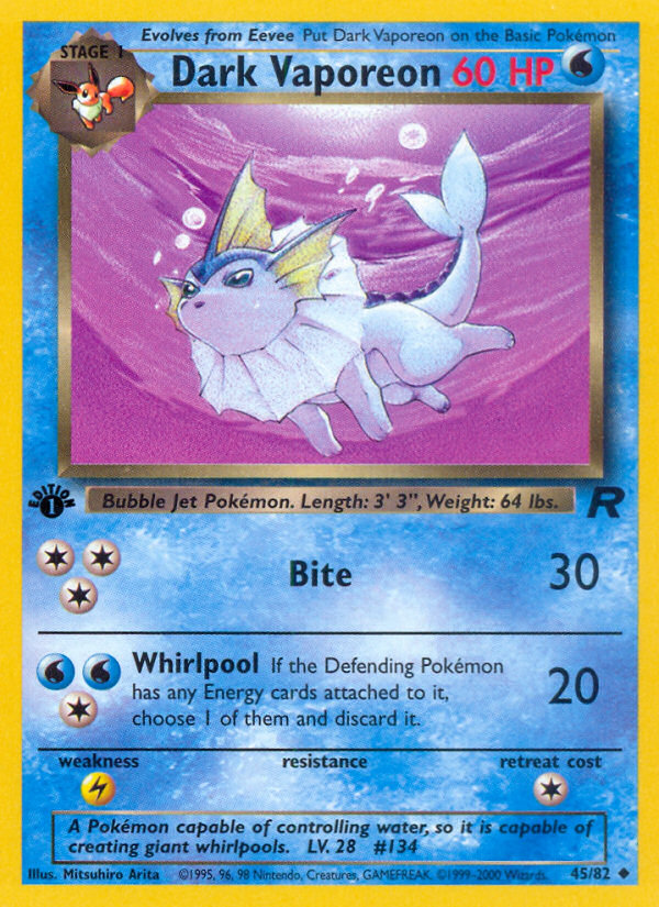 Dark Vaporeon (45/82) [Team Rocket 1st Edition] | Mindsight Gaming