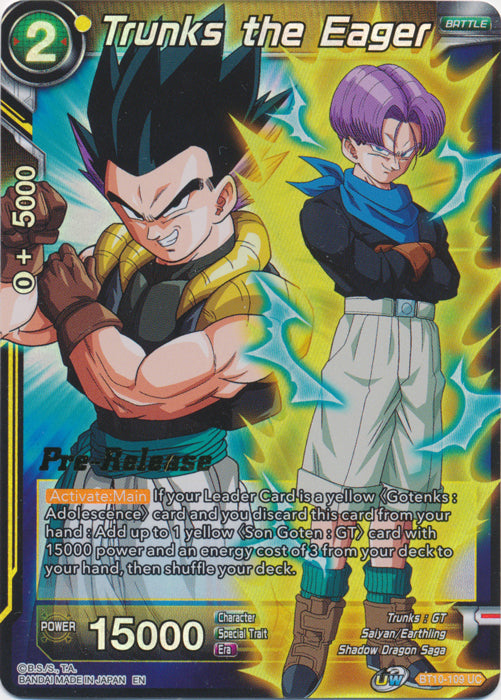 Trunks the Eager (BT10-109) [Rise of the Unison Warrior Prerelease Promos] | Mindsight Gaming