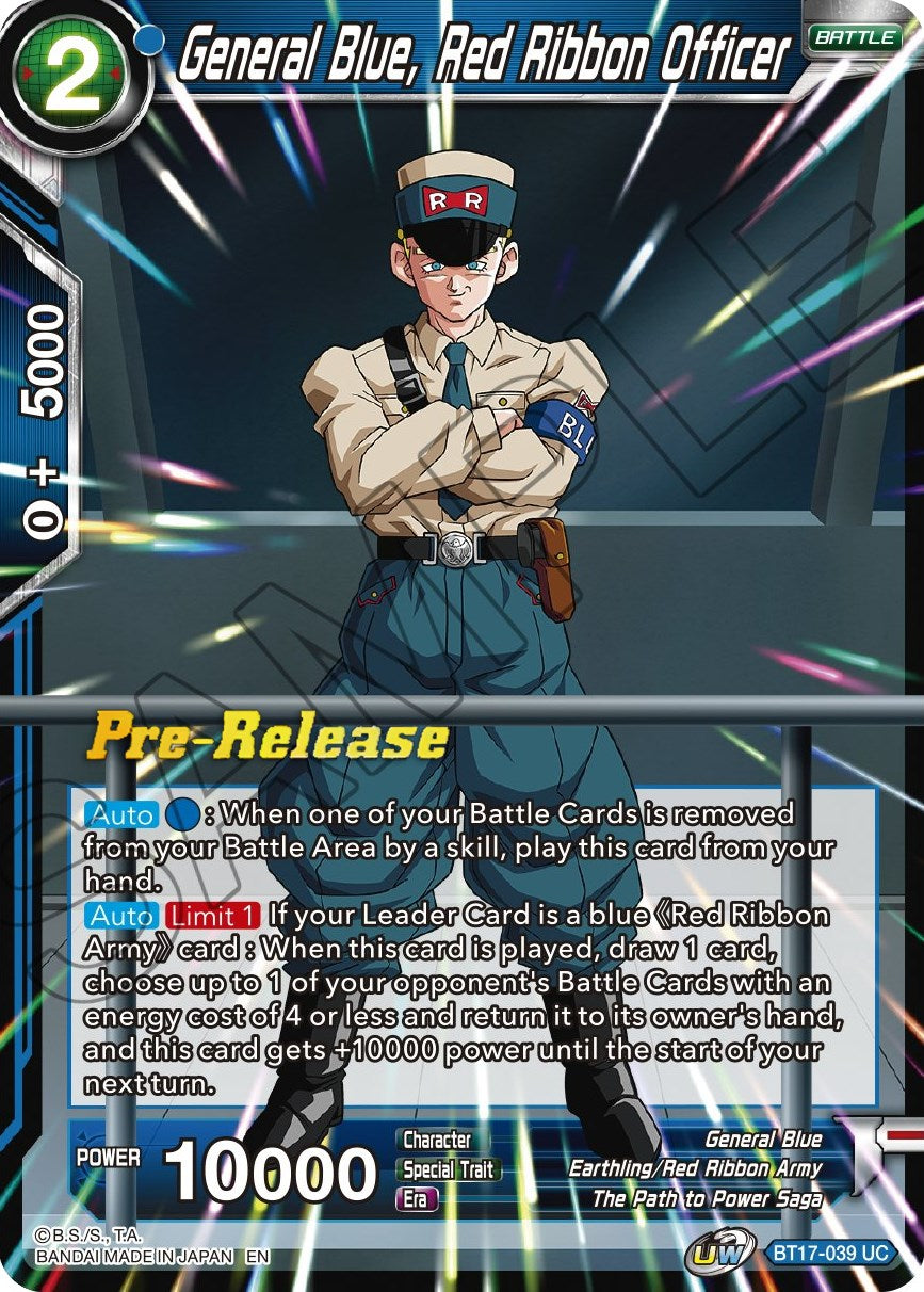 General Blue, Red Ribbon Officer (BT17-039) [Ultimate Squad Prerelease Promos] | Mindsight Gaming