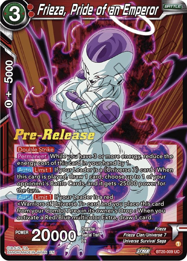 Frieza, Pride of an Emperor (BT20-009) [Power Absorbed Prerelease Promos] | Mindsight Gaming