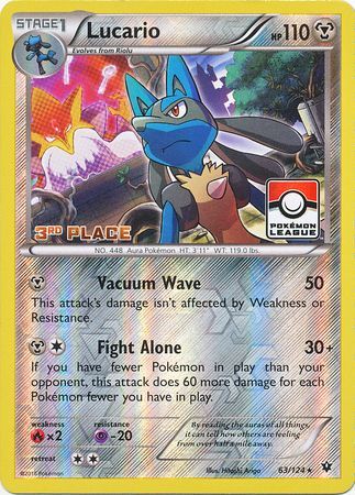 Lucario (63/124) (League Promo 3rd Place) [XY: Fates Collide] | Mindsight Gaming