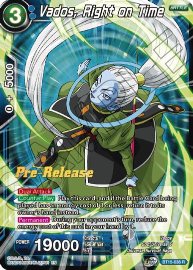 Vados, Right on Time (BT15-036) [Saiyan Showdown Prerelease Promos] | Mindsight Gaming