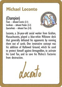 1996 Michael Loconto Biography Card [World Championship Decks] | Mindsight Gaming