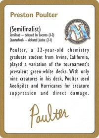 1996 Preston Poulter Biography Card [World Championship Decks] | Mindsight Gaming