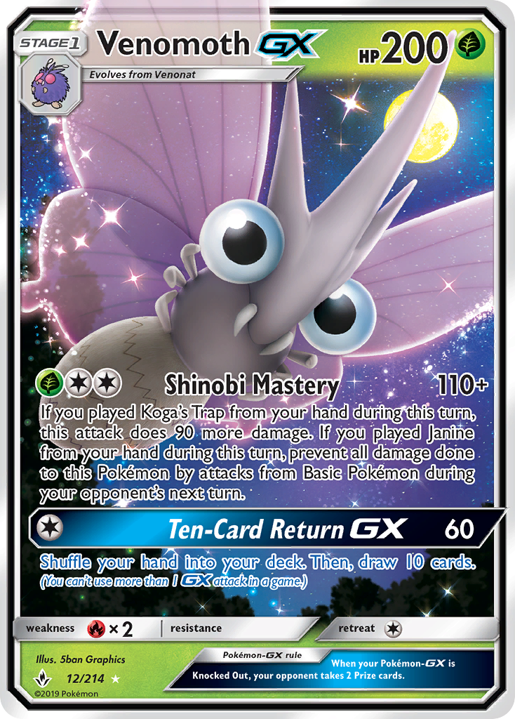 Venomoth GX (12/214) [Sun & Moon: Unbroken Bonds] | Mindsight Gaming