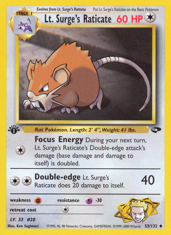 Lt. Surge's Raticate (53/132) [Gym Challenge 1st Edition] | Mindsight Gaming