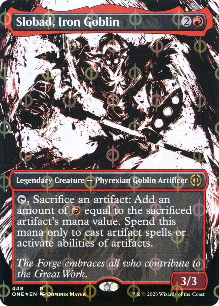 Slobad, Iron Goblin (Borderless Ichor Step-and-Compleat Foil) [Phyrexia: All Will Be One] | Mindsight Gaming