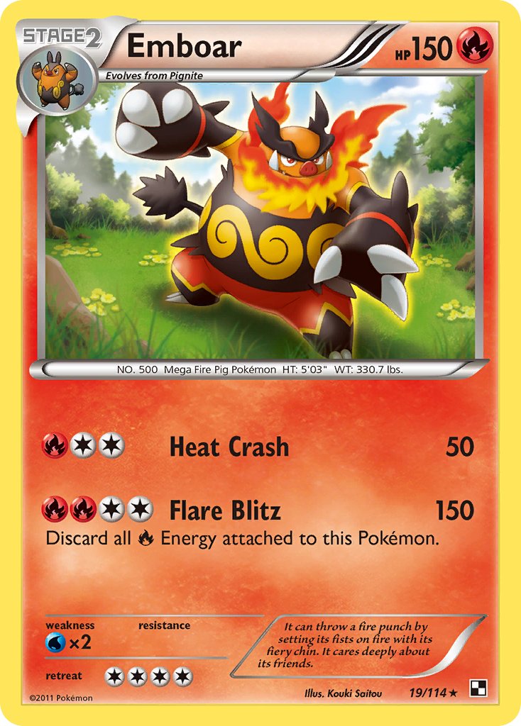 Emboar (19/114) (Cracked Ice Holo) (Theme Deck Exclusive) [Black & White: Base Set] | Mindsight Gaming