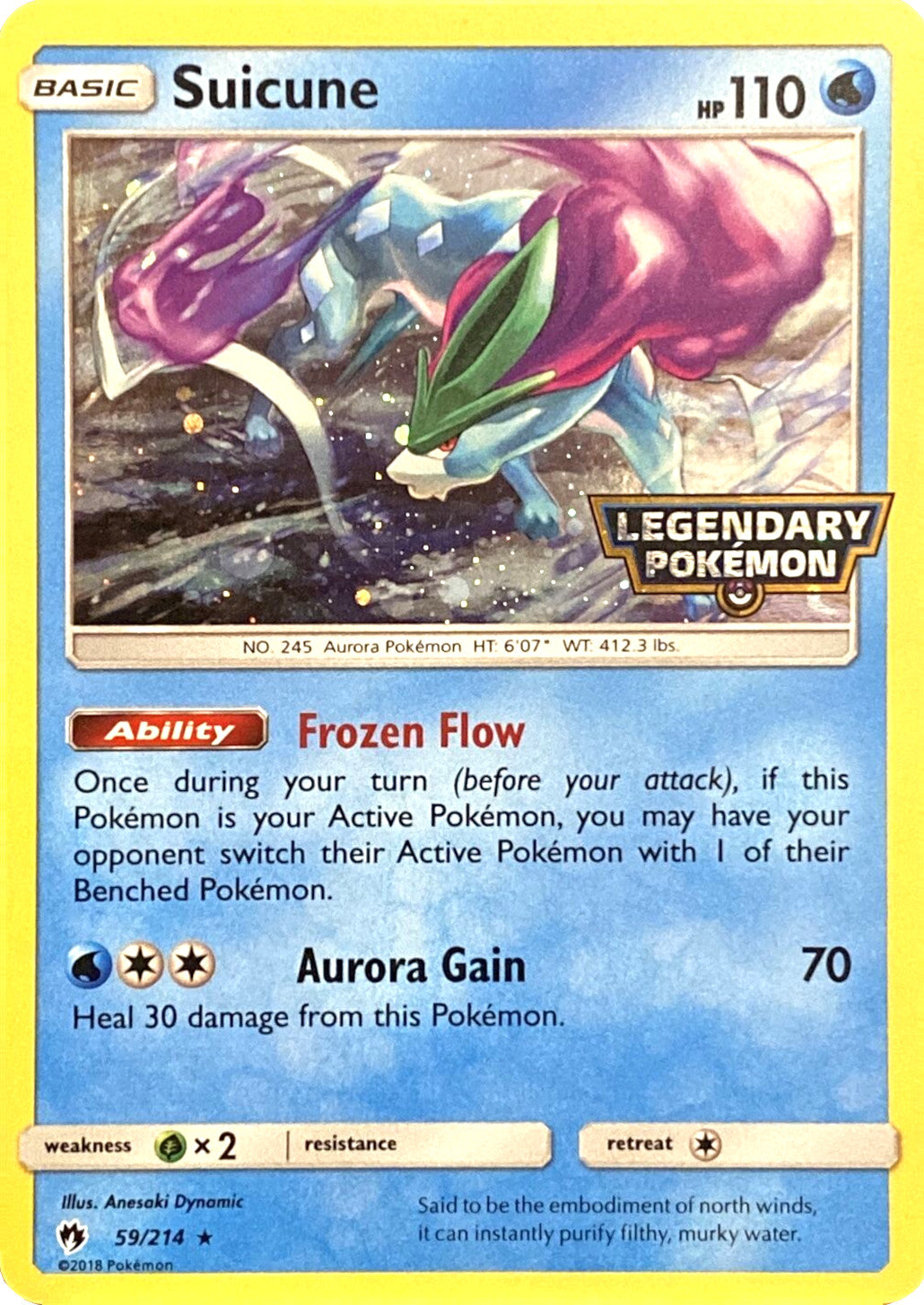 Suicune (59/214) (Legendary Pokemon Stamped) [Sun & Moon: Lost Thunder] | Mindsight Gaming