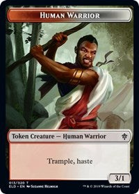 Human Warrior // Food (18) Double-sided Token [Throne of Eldraine Tokens] | Mindsight Gaming