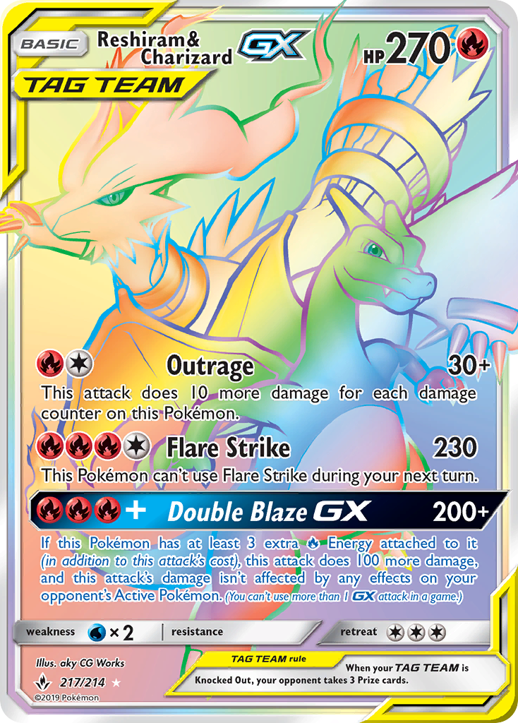 Reshiram & Charizard GX (217/214) [Sun & Moon: Unbroken Bonds] | Mindsight Gaming