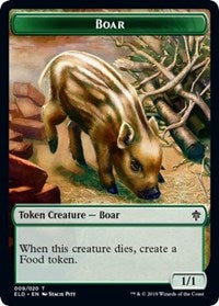 Boar // Food (15) Double-sided Token [Throne of Eldraine Tokens] | Mindsight Gaming