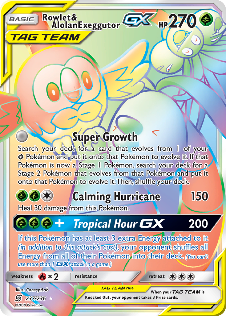 Rowlet & Alolan Exeggutor GX (237/236) [Sun & Moon: Unified Minds] | Mindsight Gaming