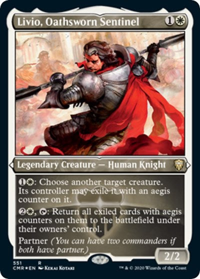 Livio, Oathsworn Sentinel (Foil Etched) [Commander Legends] | Mindsight Gaming