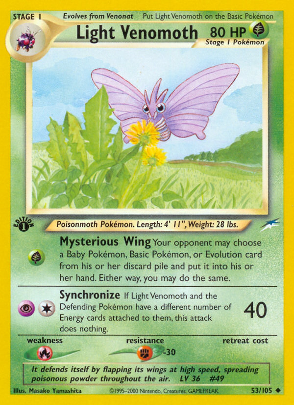 Light Venomoth (53/105) [Neo Destiny 1st Edition] | Mindsight Gaming