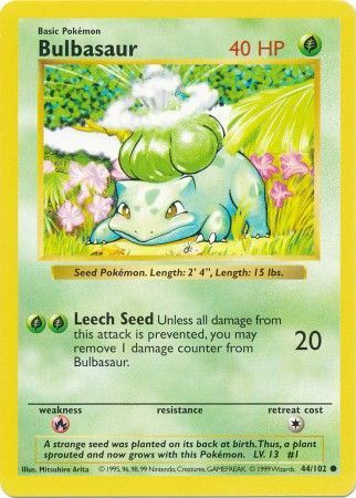 Bulbasaur (44/102) [Base Set Shadowless Unlimited] | Mindsight Gaming