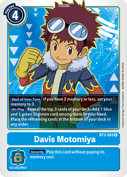 Davis Motomiya [BT3-093] [Release Special Booster Ver.1.5] | Mindsight Gaming