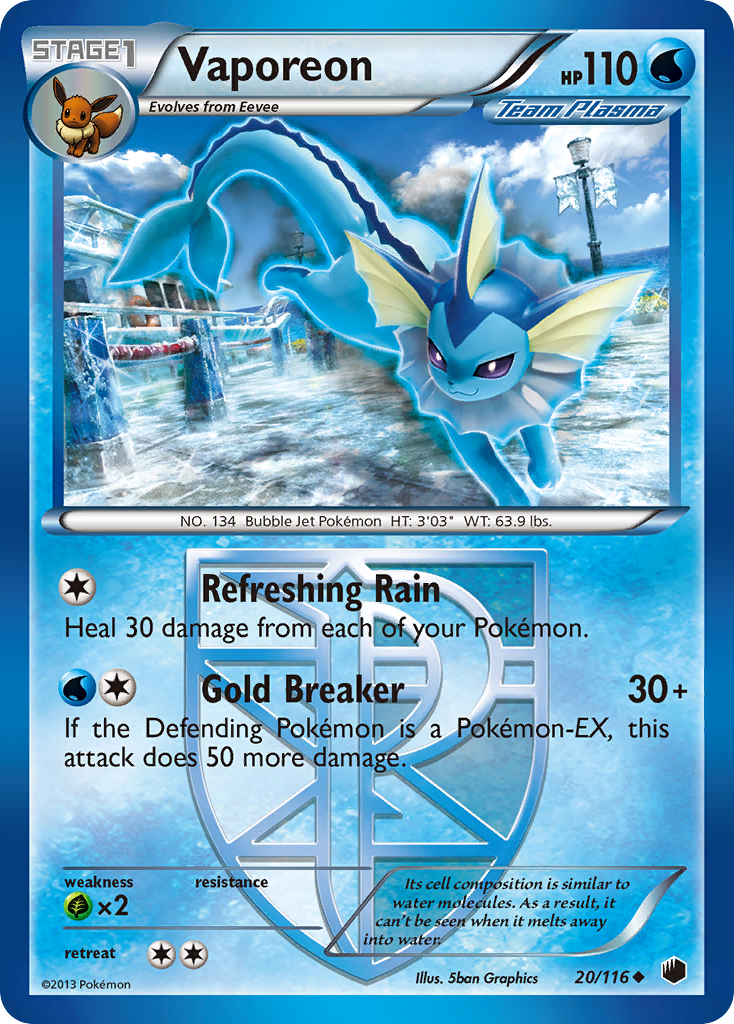 Vaporeon (20/116) [Black & White: Plasma Freeze] | Mindsight Gaming