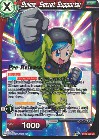 Bulma, Secret Supporter (BT12-003) [Vicious Rejuvenation Prerelease Promos] | Mindsight Gaming