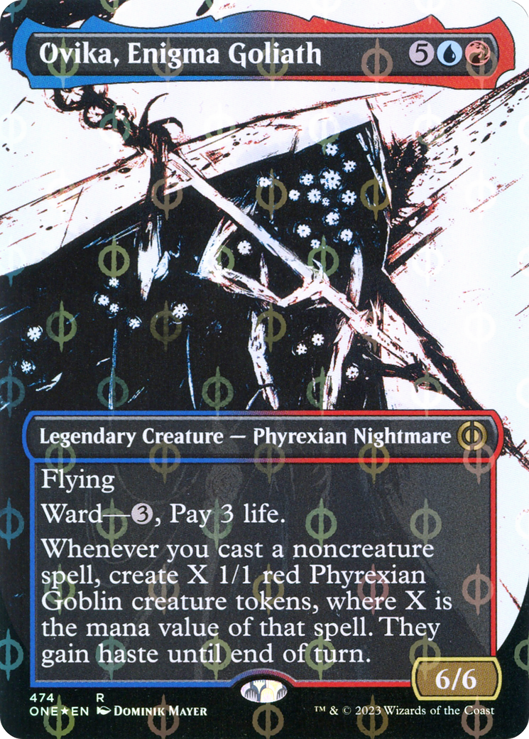 Ovika, Enigma Goliath (Borderless Ichor Step-and-Compleat Foil) [Phyrexia: All Will Be One] | Mindsight Gaming