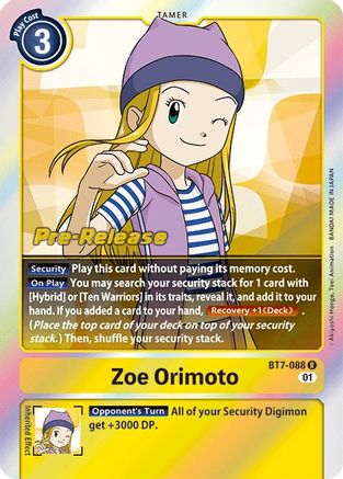 Zoe Orimoto [BT7-088] [Next Adventure Prerelease Cards] | Mindsight Gaming