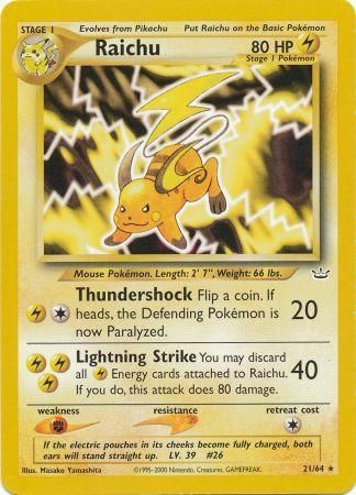 Raichu (21/64) [Neo Revelation Unlimited] | Mindsight Gaming