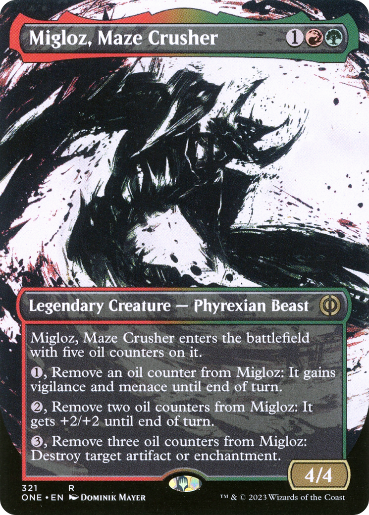 Migloz, Maze Crusher (Borderless Ichor) [Phyrexia: All Will Be One] | Mindsight Gaming