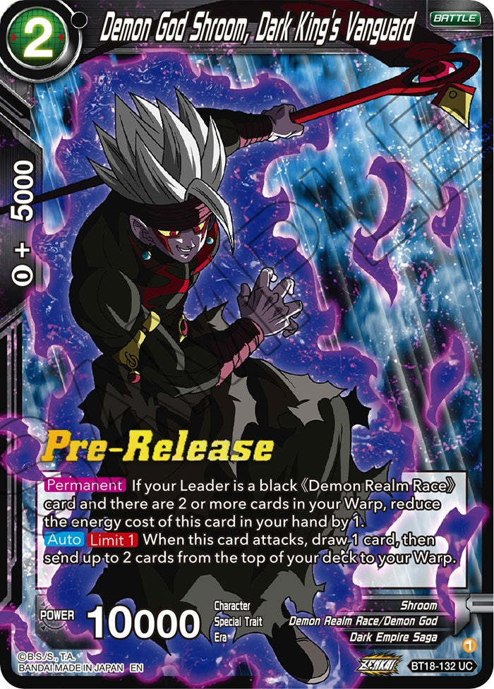 Demon God Shroom, Dark King's Vanguard (BT18-132) [Dawn of the Z-Legends Prerelease Promos] | Mindsight Gaming