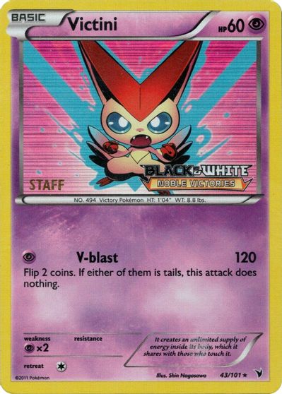 Victini (43/101) (Staff Prerelease Promo) [Black & White: Black Star Promos] | Mindsight Gaming