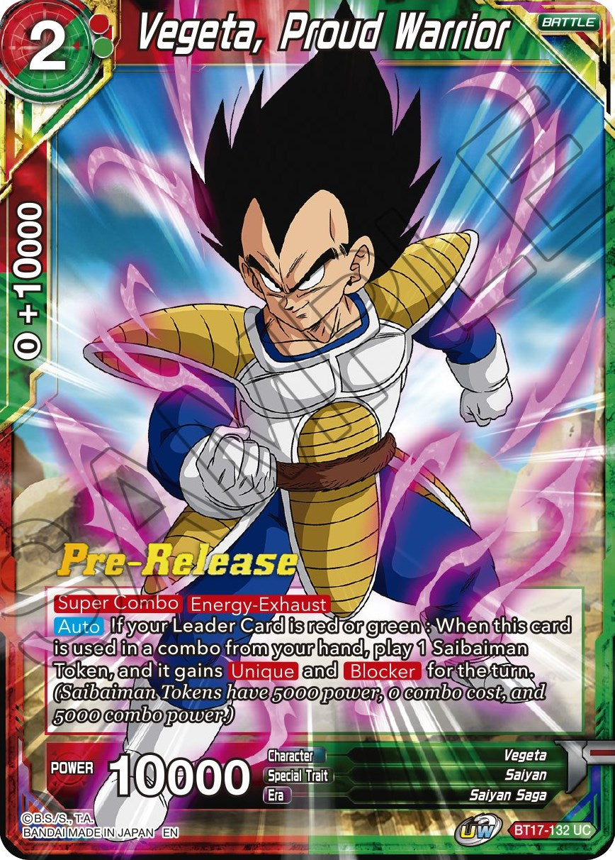 Vegeta, Proud Warrior (BT17-132) [Ultimate Squad Prerelease Promos] | Mindsight Gaming