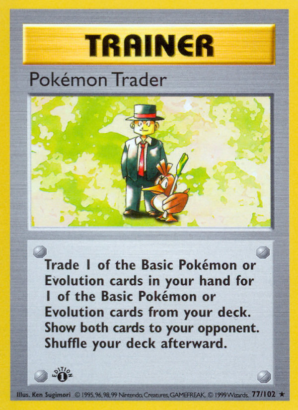 Pokemon Trader (77/102) (Shadowless) [Base Set 1st Edition] | Mindsight Gaming