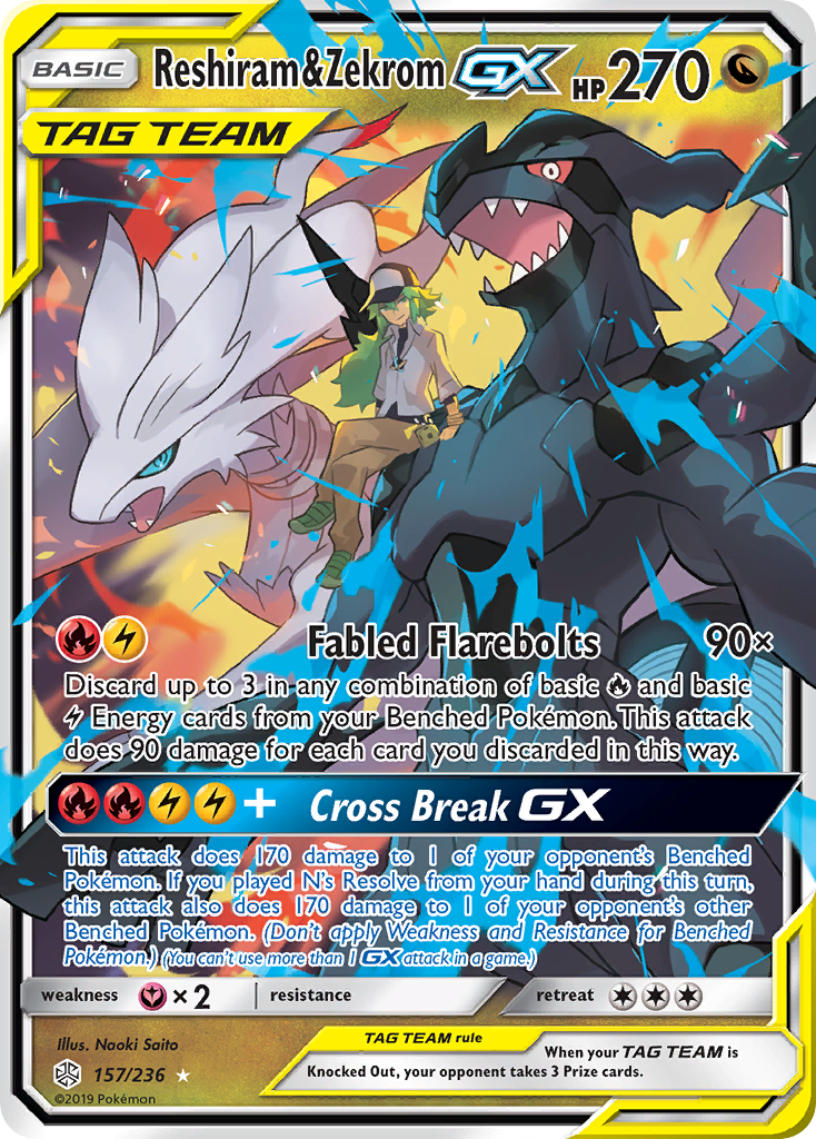 Reshiram & Zekrom GX (157/236) [Sun & Moon: Cosmic Eclipse] | Mindsight Gaming