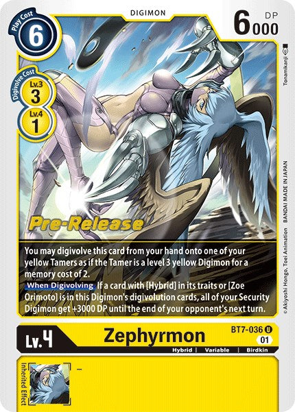 Zephyrmon [BT7-036] [Next Adventure Pre-Release Cards] | Mindsight Gaming