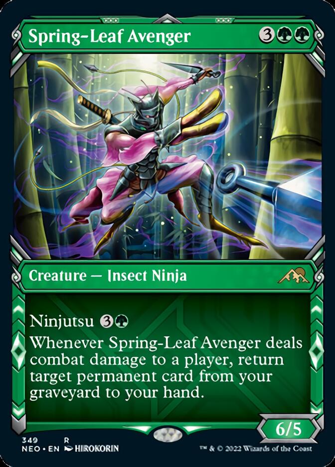 Spring-Leaf Avenger (Showcase Ninja) [Kamigawa: Neon Dynasty] | Mindsight Gaming
