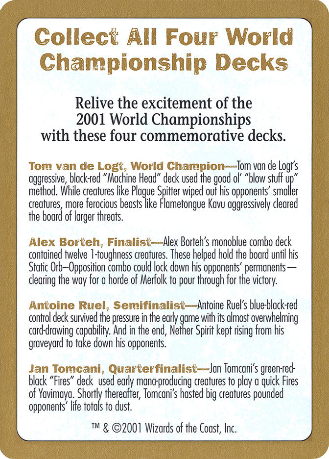 2001 World Championships Ad [World Championship Decks 2001] | Mindsight Gaming