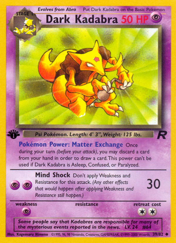 Dark Kadabra (39/82) [Team Rocket 1st Edition] | Mindsight Gaming