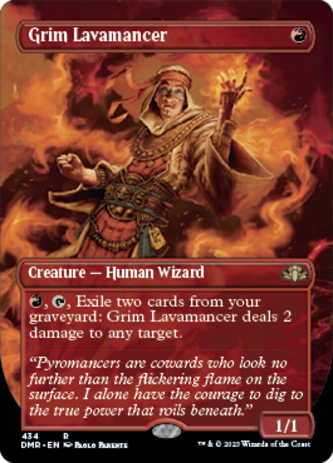 Grim Lavamancer (Borderless Alternate Art) [Dominaria Remastered] | Mindsight Gaming