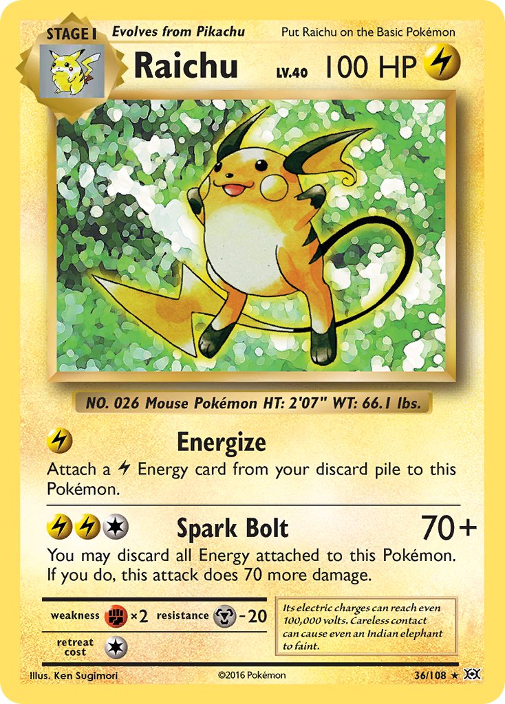 Raichu (36/108) (Theme Deck Exclusive) [XY: Evolutions] | Mindsight Gaming