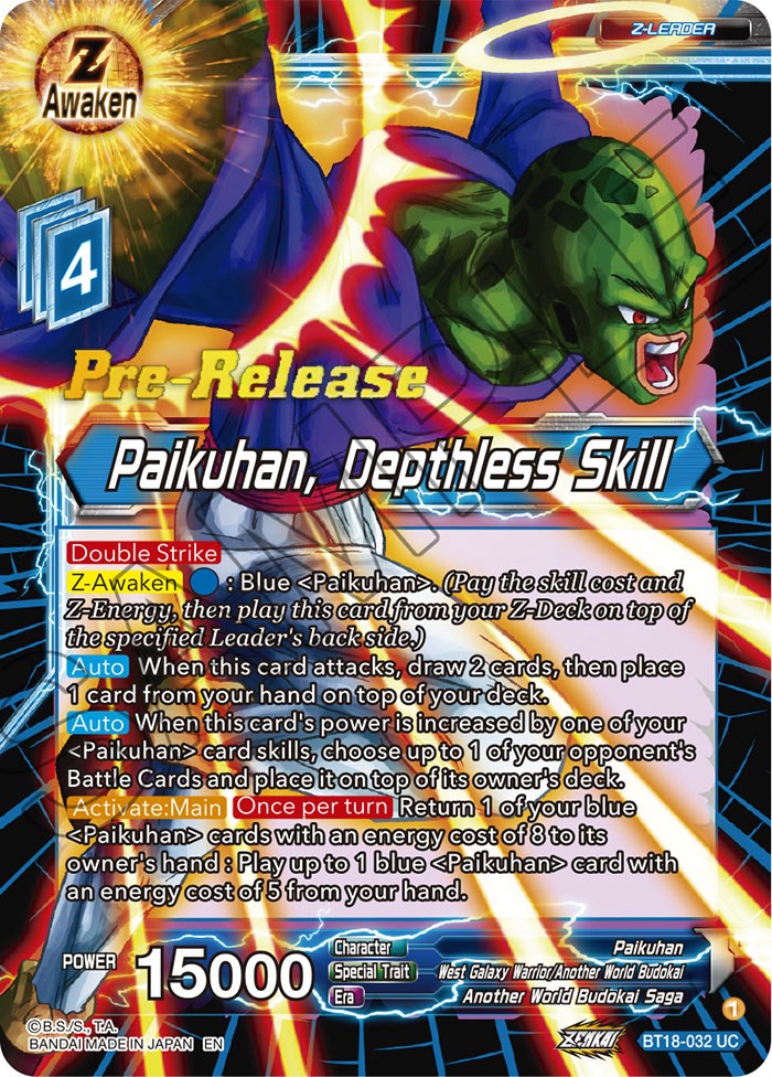 Paikuhan, Depthless Skill (BT18-032) [Dawn of the Z-Legends Prerelease Promos] | Mindsight Gaming