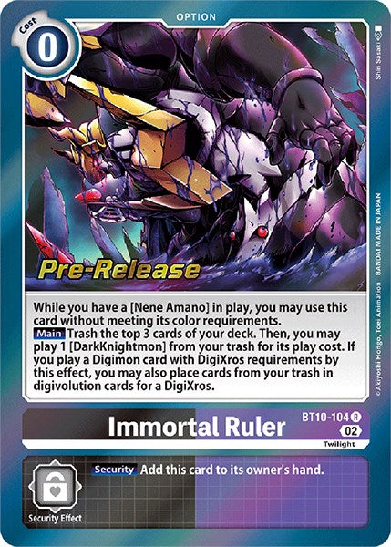 Immortal Ruler [BT10-104] [Xros Encounter Pre-Release Cards] | Mindsight Gaming