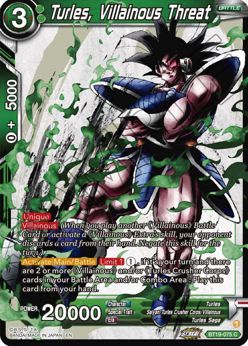 Turles, Villainous Threat (BT19-075) [Fighter's Ambition] | Mindsight Gaming