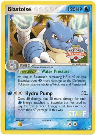 Blastoise (14/100) (National Championship Promo Staff) [EX: Crystal Guardians] | Mindsight Gaming