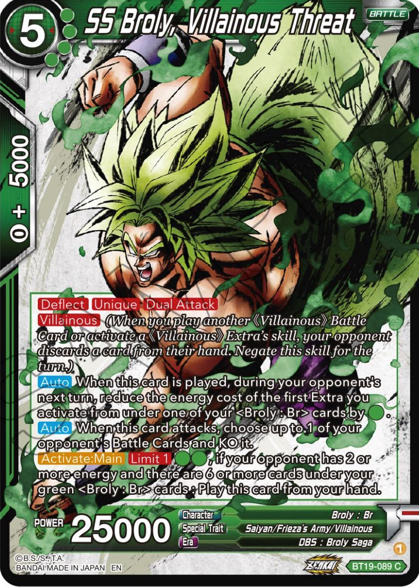 SS Broly, Villainous Threat (BT19-089) [Fighter's Ambition] | Mindsight Gaming