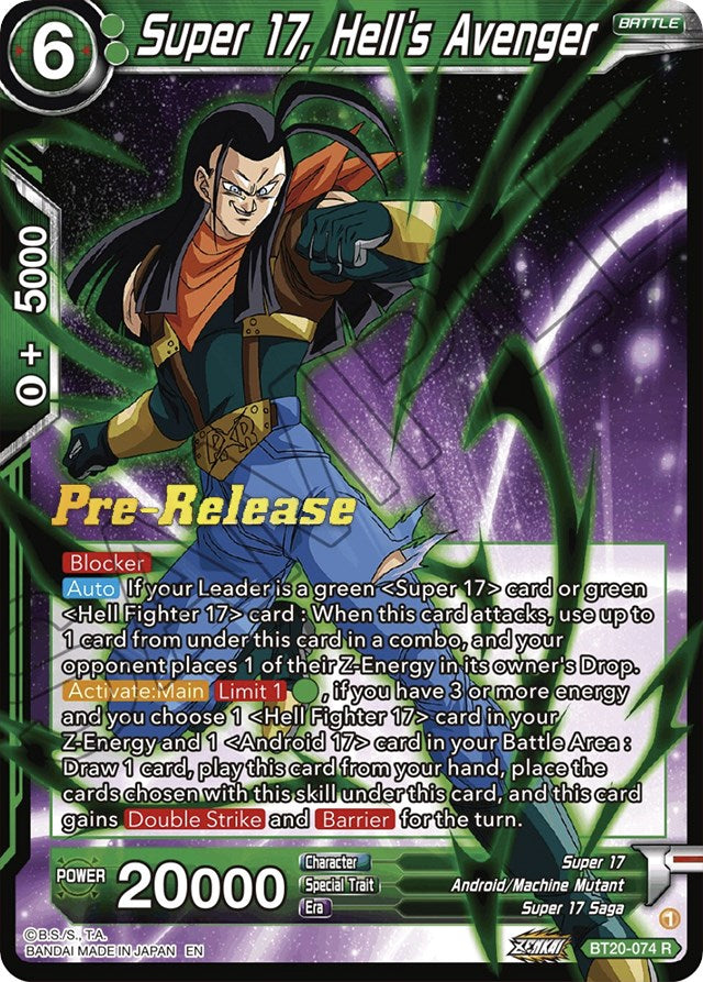 Super 17, Hell's Avenger (BT20-074) [Power Absorbed Prerelease Promos] | Mindsight Gaming