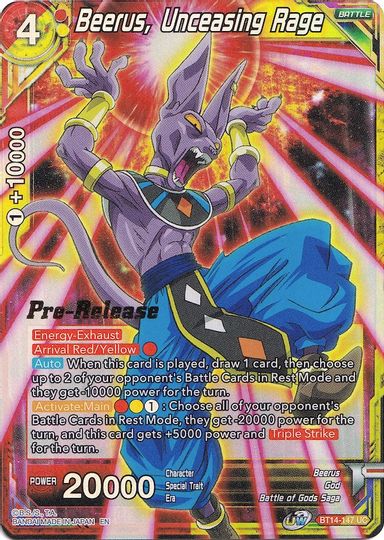 Beerus, Unceasing Rage (BT14-147) [Cross Spirits Prerelease Promos] | Mindsight Gaming