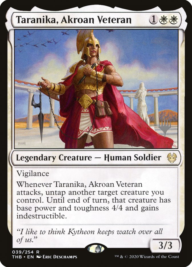 Taranika, Akroan Veteran (Promo Pack) [Theros Beyond Death Promos] | Mindsight Gaming