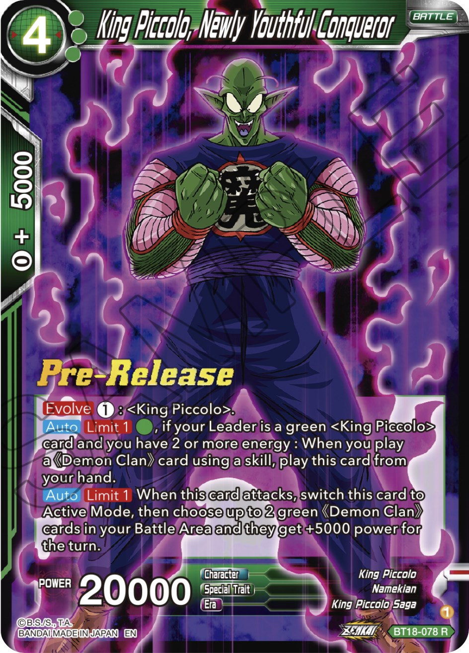 King Piccolo, Newly Youthful Conqueror (BT18-078) [Dawn of the Z-Legends Prerelease Promos] | Mindsight Gaming