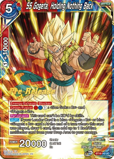 SS Gogeta, Holding Nothing Back (BT16-142) [Realm of the Gods Prerelease Promos] | Mindsight Gaming